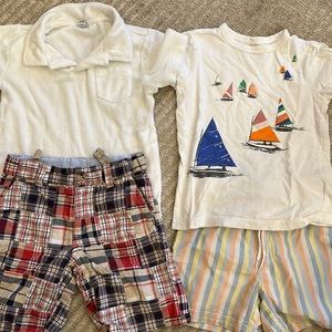 Boys Janie & Jack cute summer bundle 4T swimsuit, tees, and madras shorts Preppy